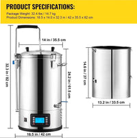 Bierbrauanlage Edelstahl 30L Braukessel Homebrew LCD Komplettset
