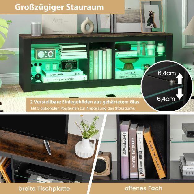 TV Schrank Kommode Glasregale LED