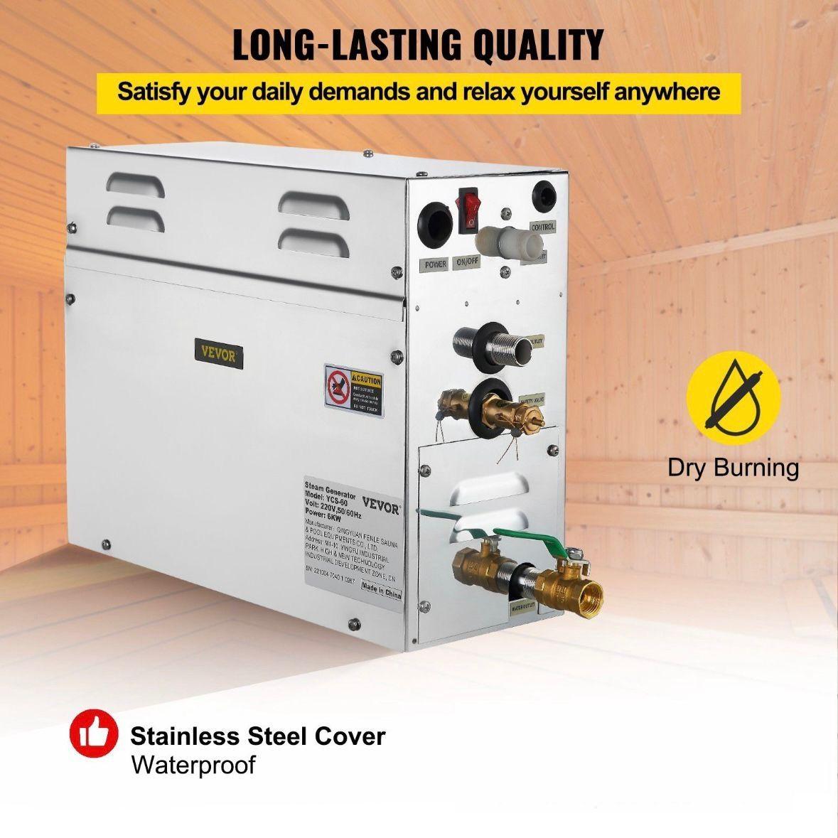 6kW Dampfgenerator für Dampfdusche & Sauna mit LED-Steuerung