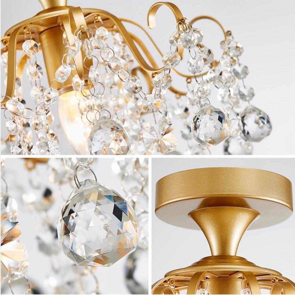 Kristall Deckenleuchte Gold E14