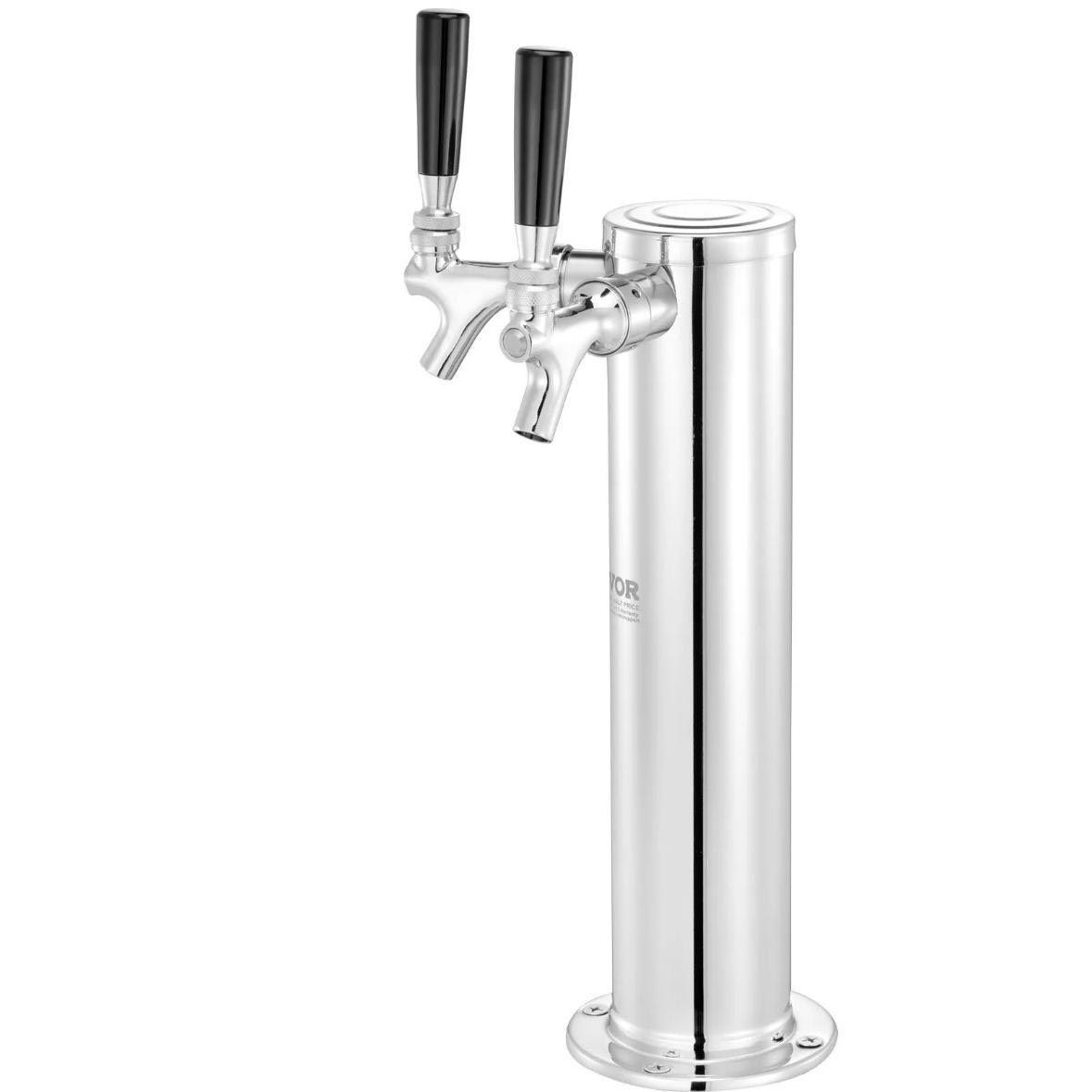 Doppelhahn Kegerator Bierturm Edelstahl mit Zubehör & Druckregler