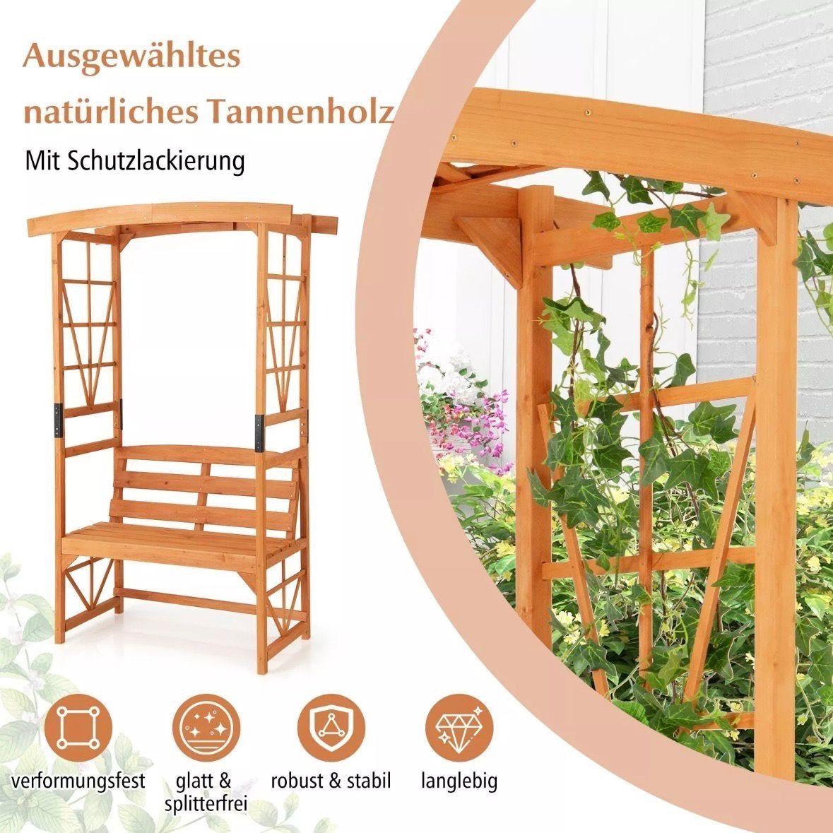 Gartenbogen mit Bank Holz Rankhilfe 189 cm