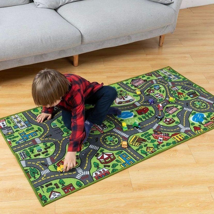 Spielteppich Stadt mit 12 Fahrzeugen Kinder Set