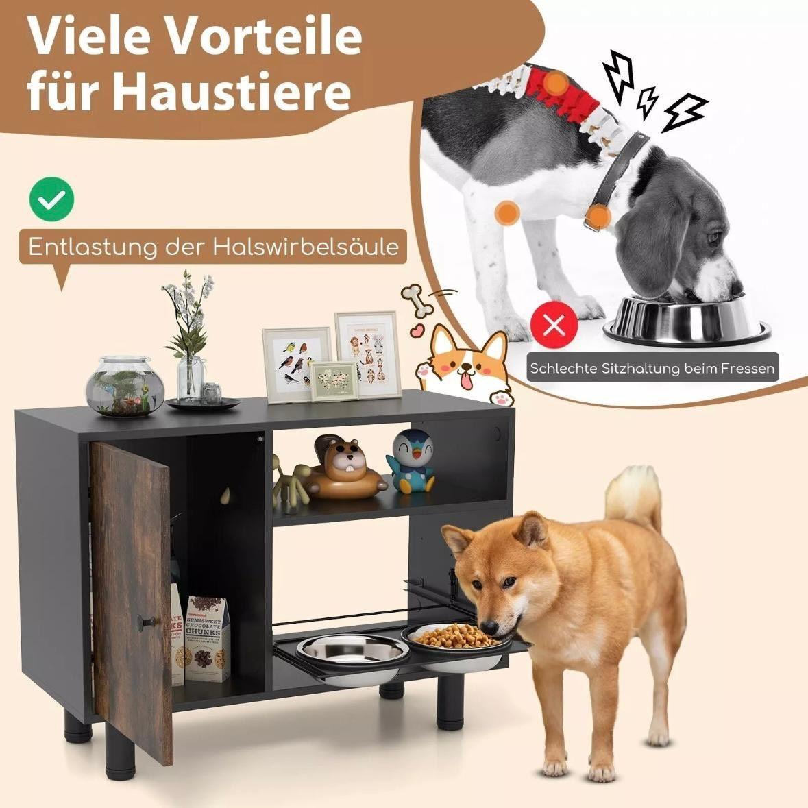 Hundefutterstation mit Futterschrank höhenverstellbar