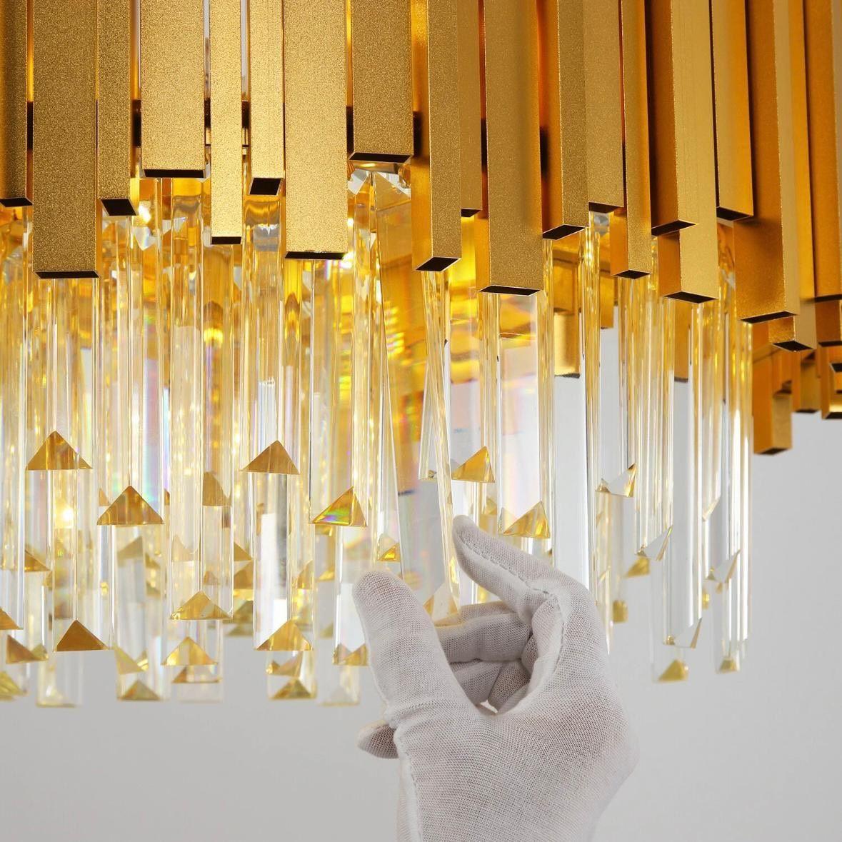 Moderne Kristall-Deckenlampe Gold 9-flammig