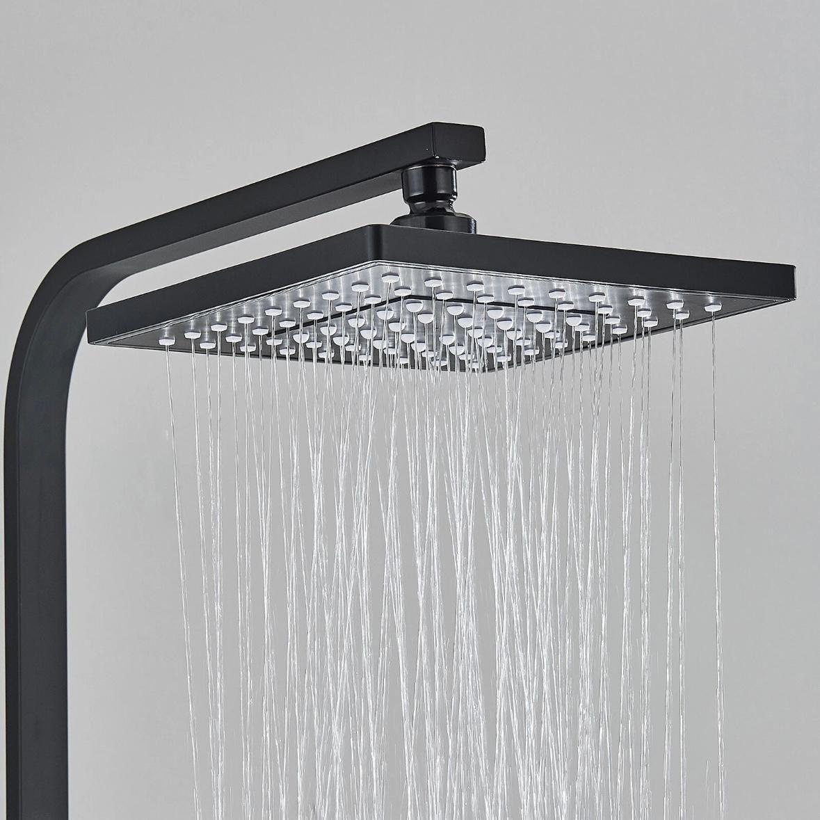 Schwarze Duscharmatur mit Gleitschiene Wandmontage Einhebelmischer