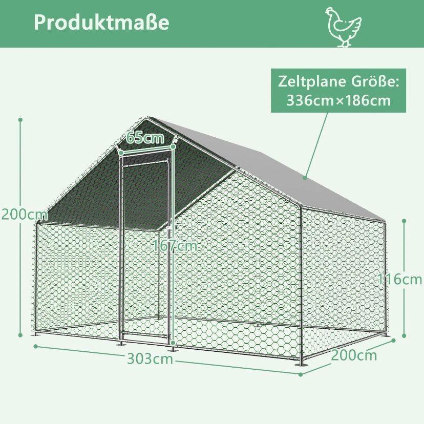 Hühnergehege 3x2m Hühnerstall Voliere