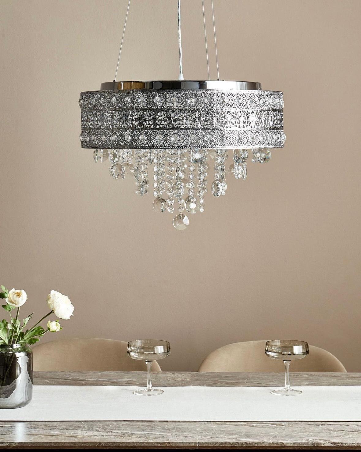 Eleganter Kristall-Kronleuchter in Silber 6-flammig