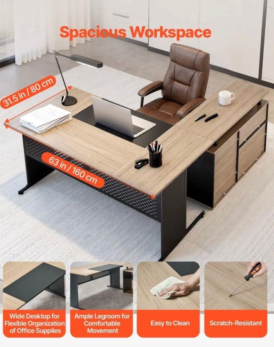 L Schreibtisch Eckschreibtisch Büro Homeoffice Regal Schubladen