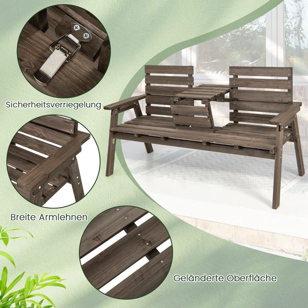 Gartenbank Holz 3 Sitzer mit Klapptisch Tannenholz