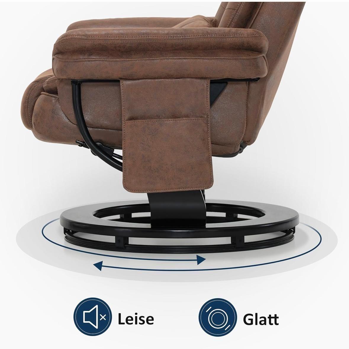 Komfortabler Relaxsessel mit Hocker drehbar & verstellbar