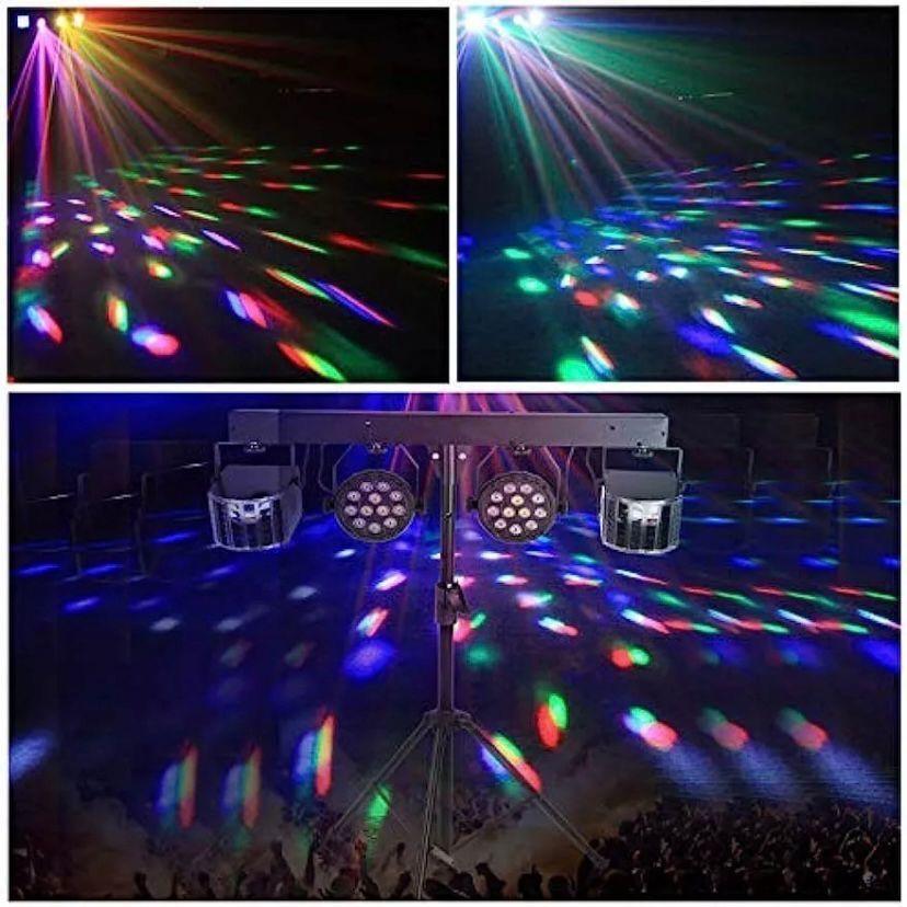 LED Bühnenlicht Set mit Stativ 2×PAR + 2×Derby RGBW