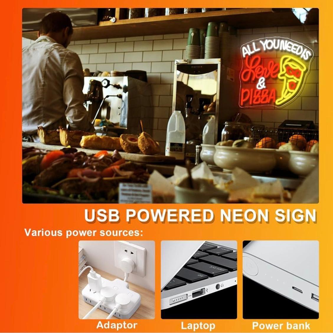 LED Neon Schild Liebe & Pizza