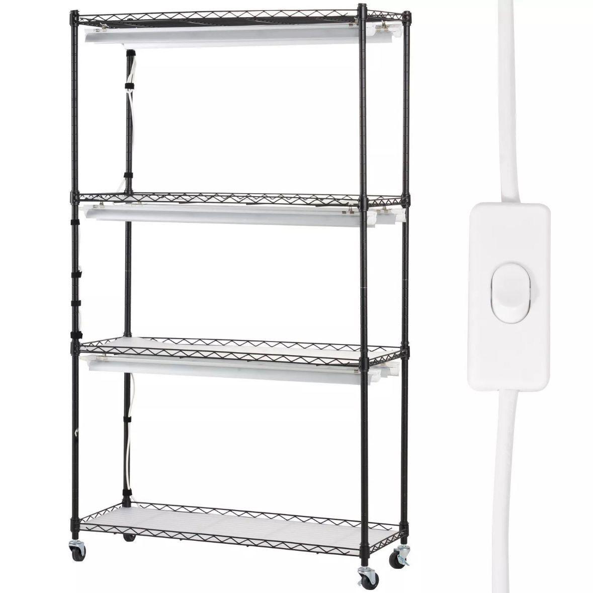 Pflanzenregal mit LED Pflanzenlampe 4 Ebenen