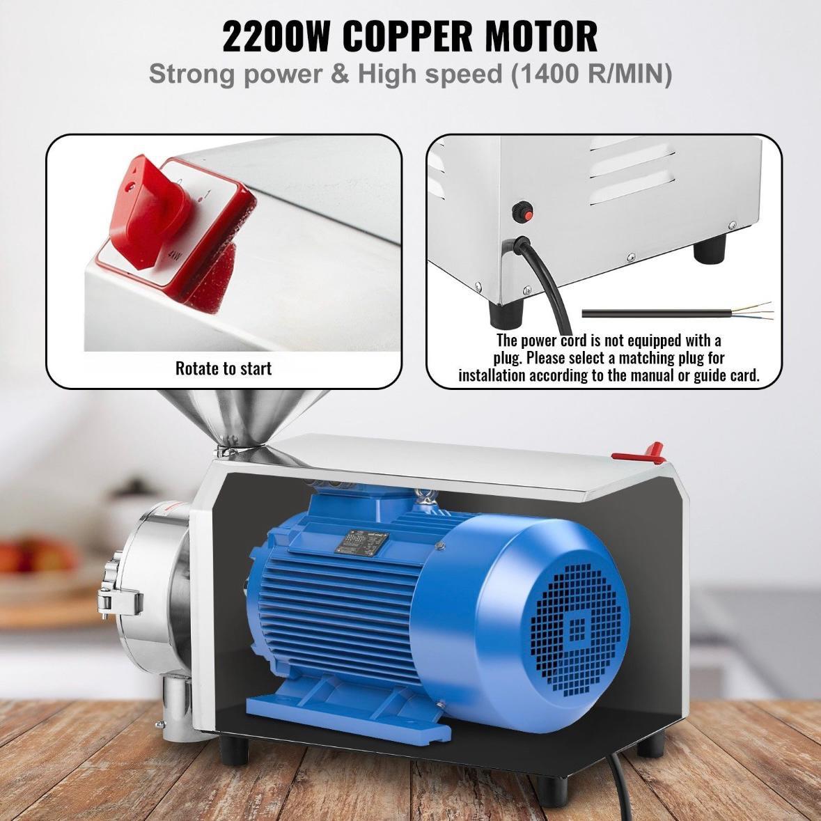 Elektrische Getreidemühle 2200W Kornmühle für Trockenmahlen