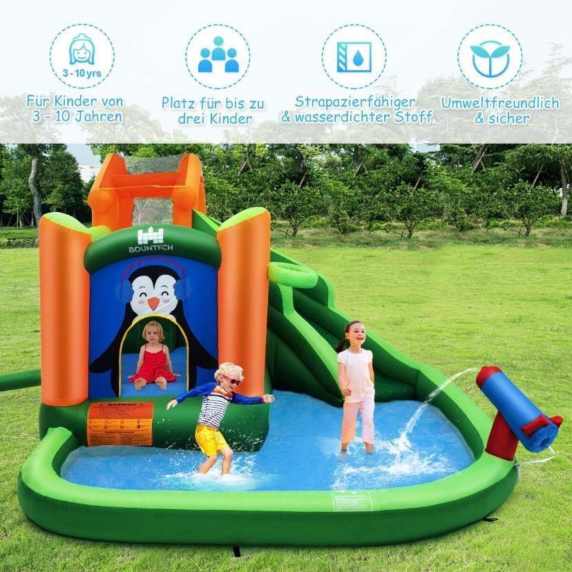 Aufblasbare Hüpfburg mit Wasserrutsche & Pool – großes Outdoor-Spielcenter für Kinder