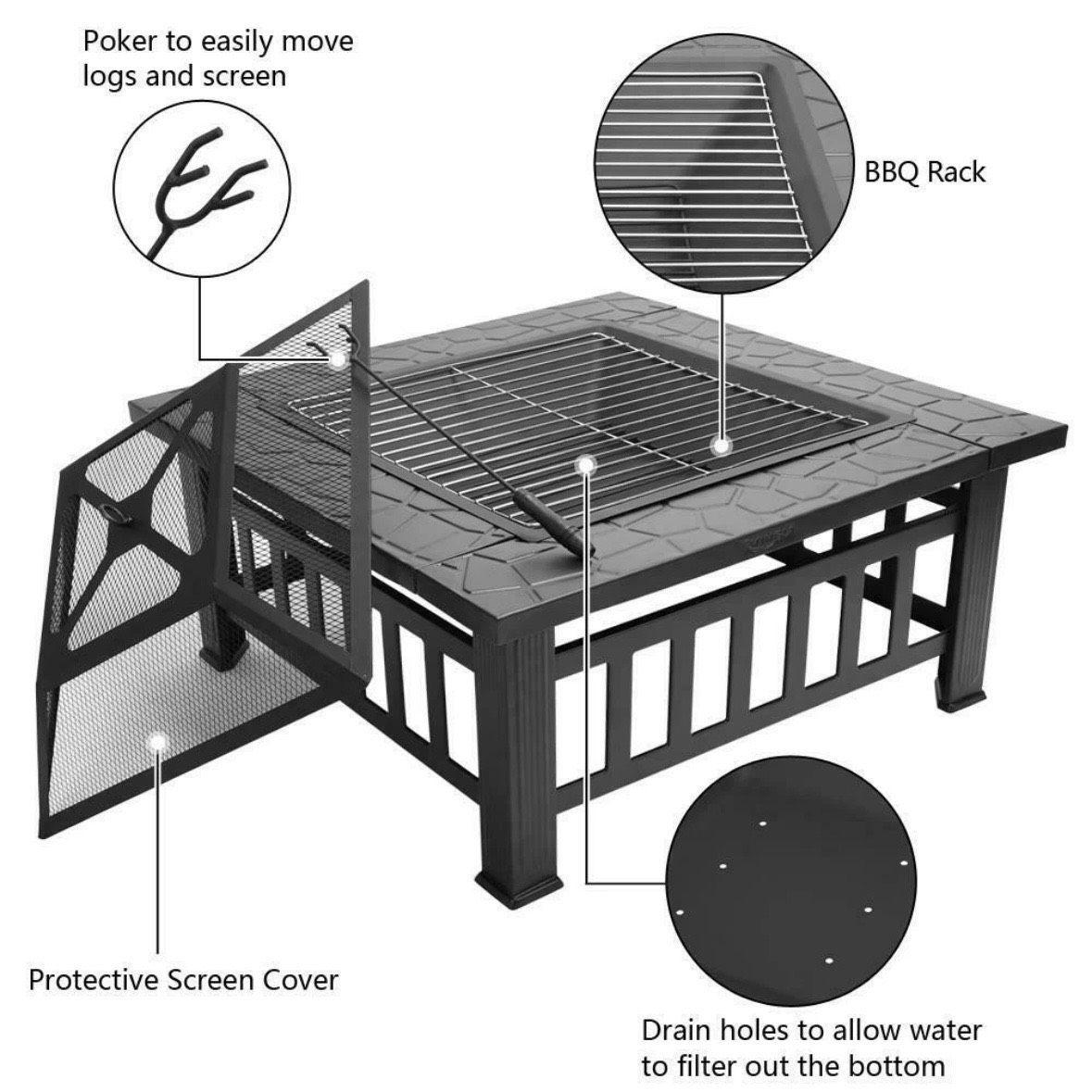 Feuerstelle Grill 2in1 Feuerschale 81cm Garten Terrasse