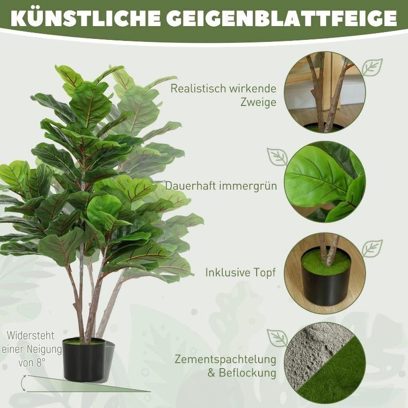 Kunstpflanze Geigenfeige 110cm Zimmerpflanze Deko