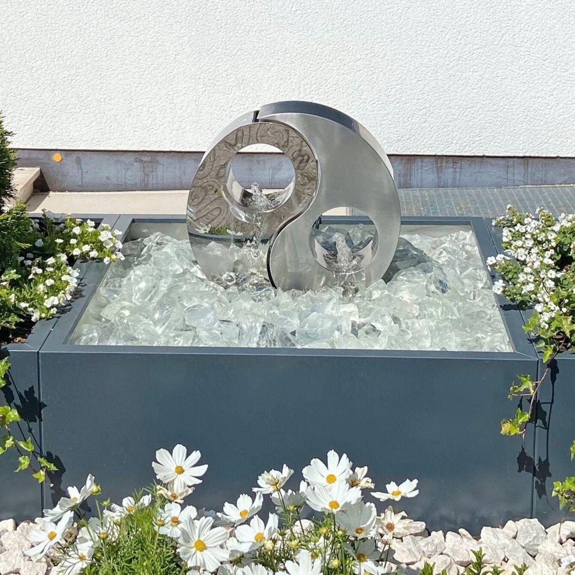 Edelstahl Springbrunnen Yin Yang Gartenbrunnen