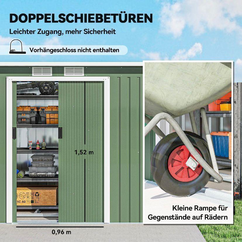 Metall Gerätehaus mit Schiebetür Fenster Gartenschuppen