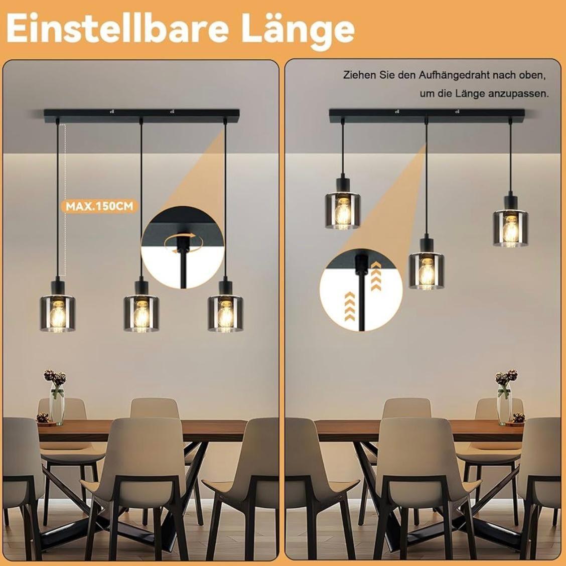 Pendelleuchte Vintage Rauchglas E27 Hängelampe Industrial Design