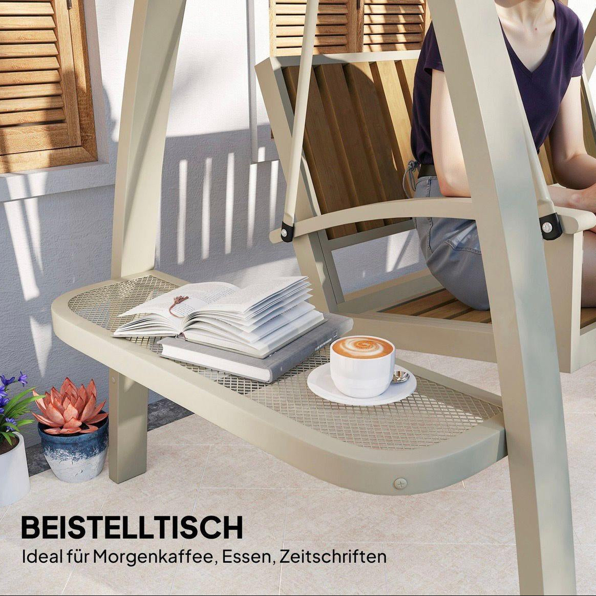 Gartenschaukel 2 Sitzer mit Dach & Seitentischen