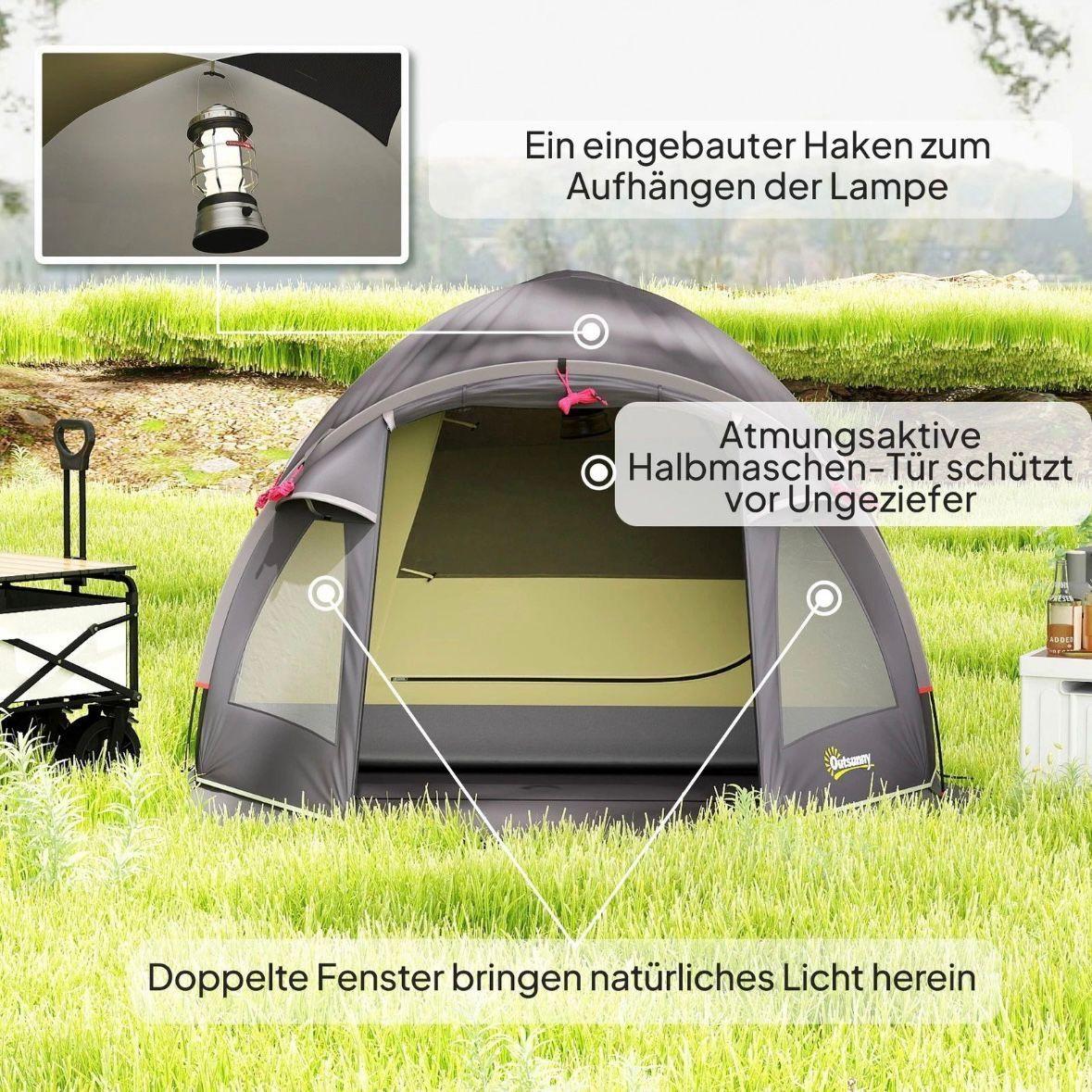 Camping Tunnelzelt für 2–4 Personen mit Wohnbereich