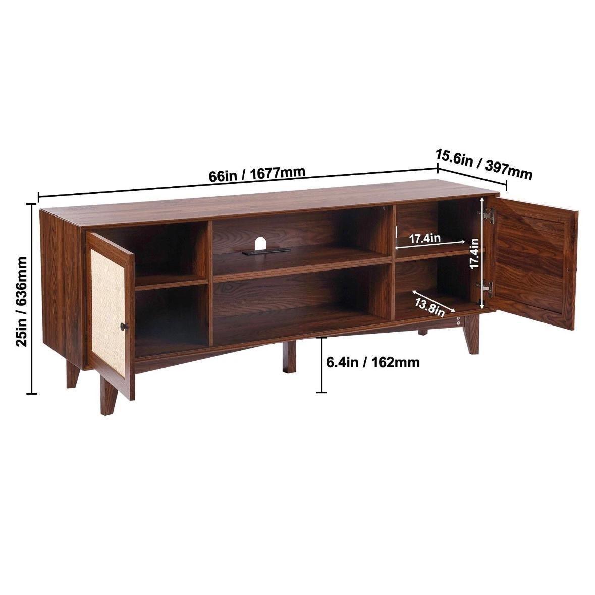 TV Lowboard Rattan 165cm Boho Vintage