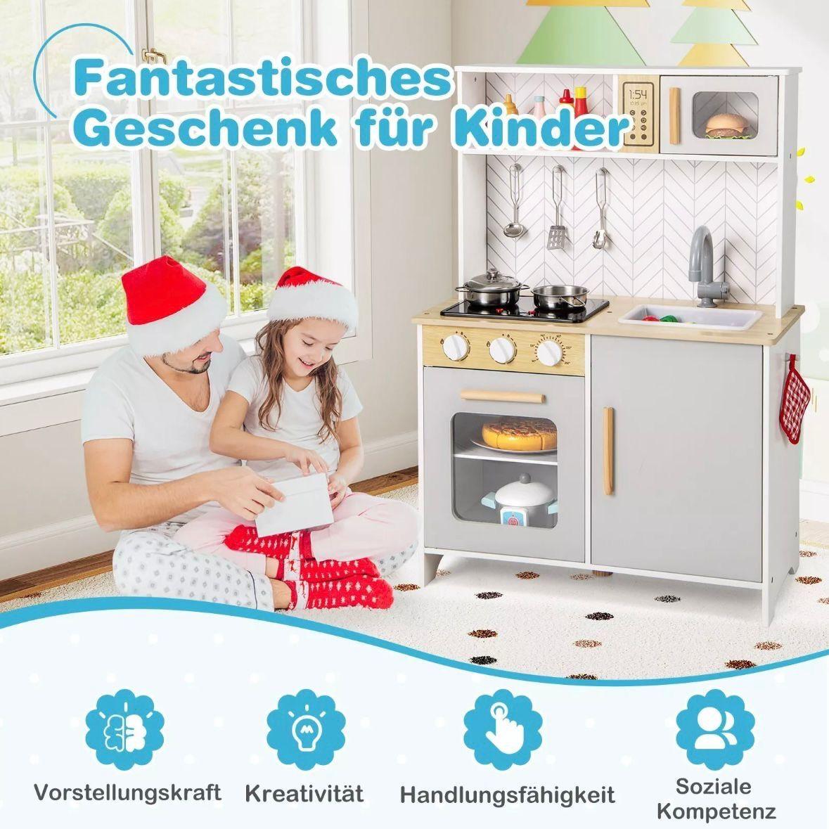 Kinderküche aus Holz mit Licht & Sound mit Zubehör