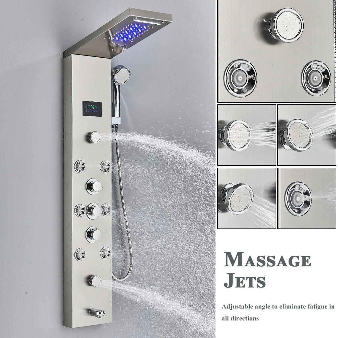 Duschpaneel Edelstahl Duschsäule mit Regendusche Wasserfall Massage Handbrause