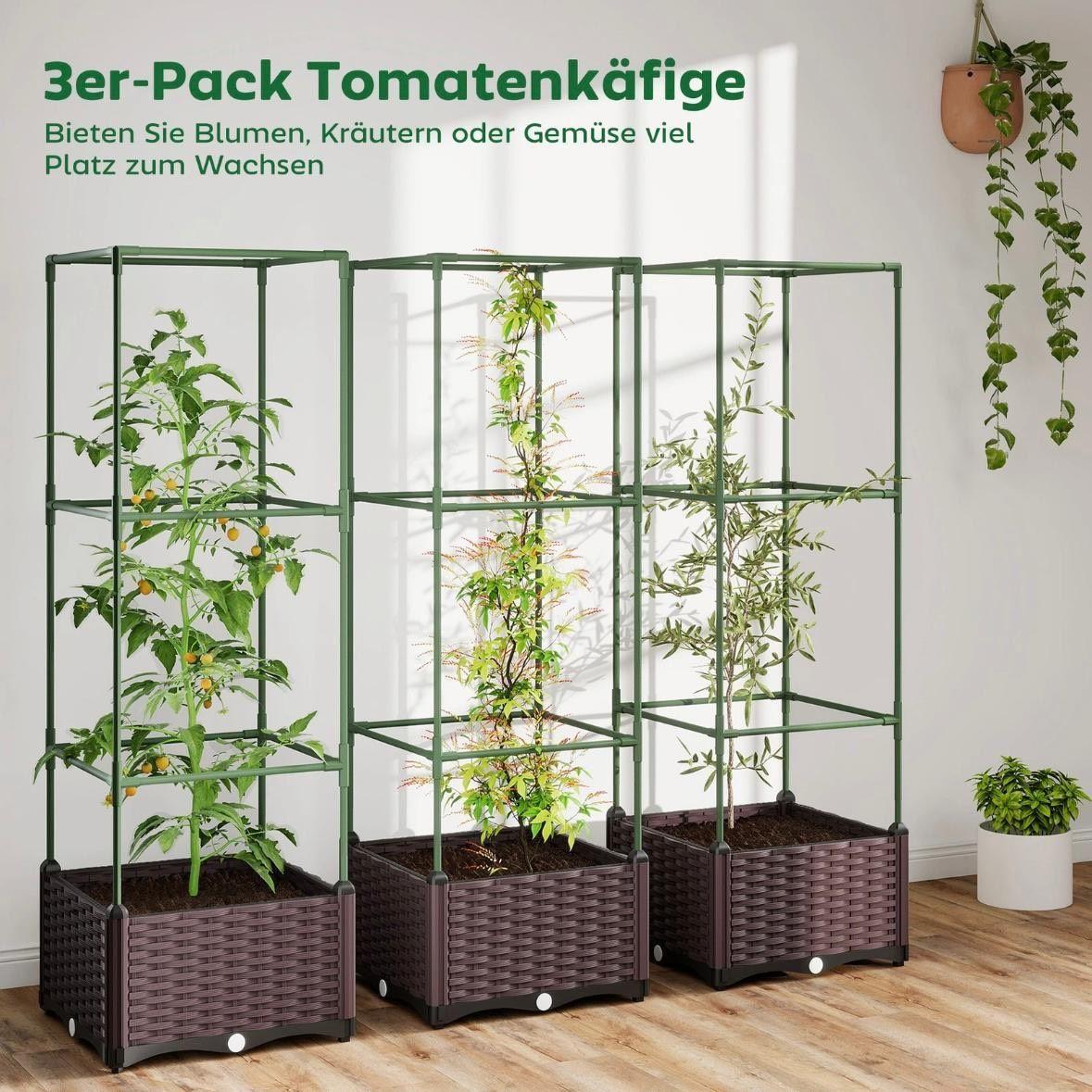 Hochbeet mit Rankgitter 3er Set Pflanzkasten Balkon Garten