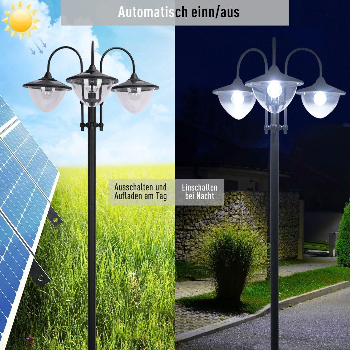 Solar Gartenleuchte 3 Lampenschirme Außenleuchte 189cm