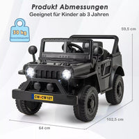 Elektrisches Kinderauto 12 V mit Fernbedienung & LED – Schwarz