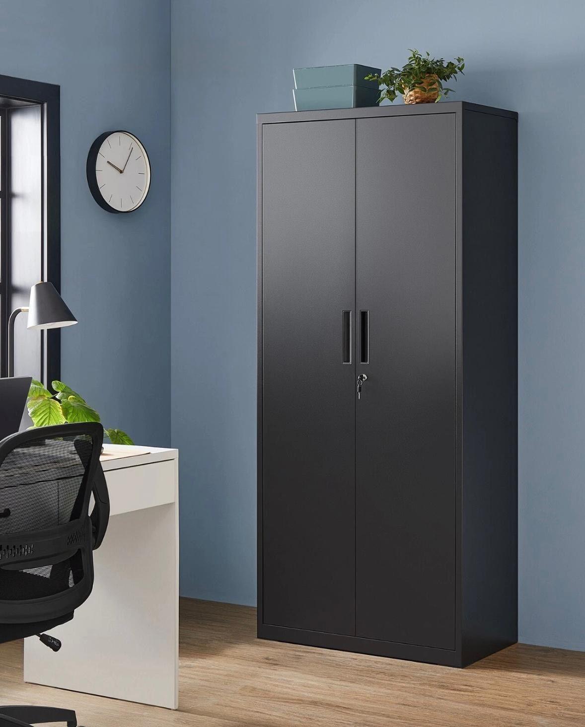 2er Set Aktenschrank abschließbar 4 verstellbaren Einlegeböden 180 cm