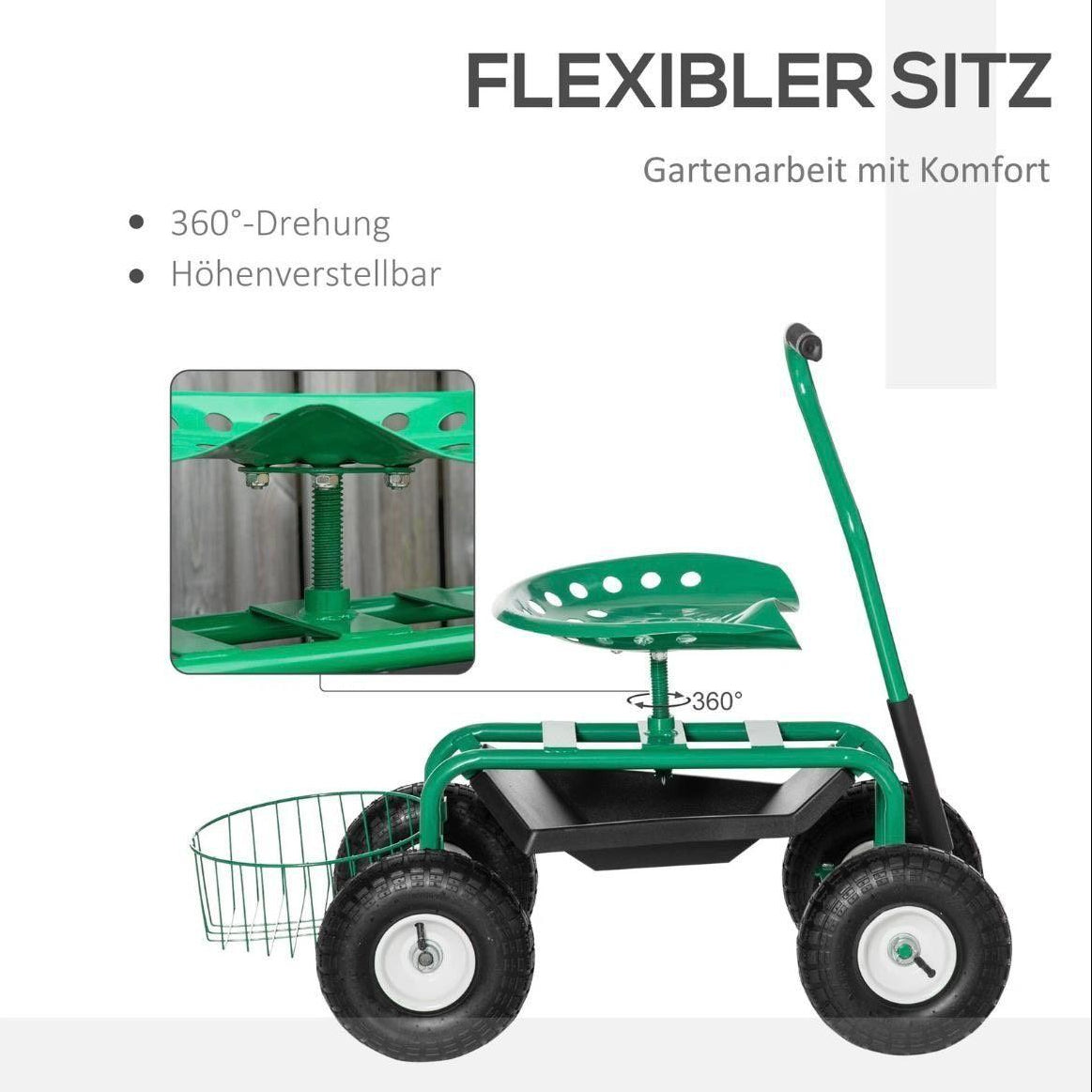Gartenwagen mit Sitz rollbar