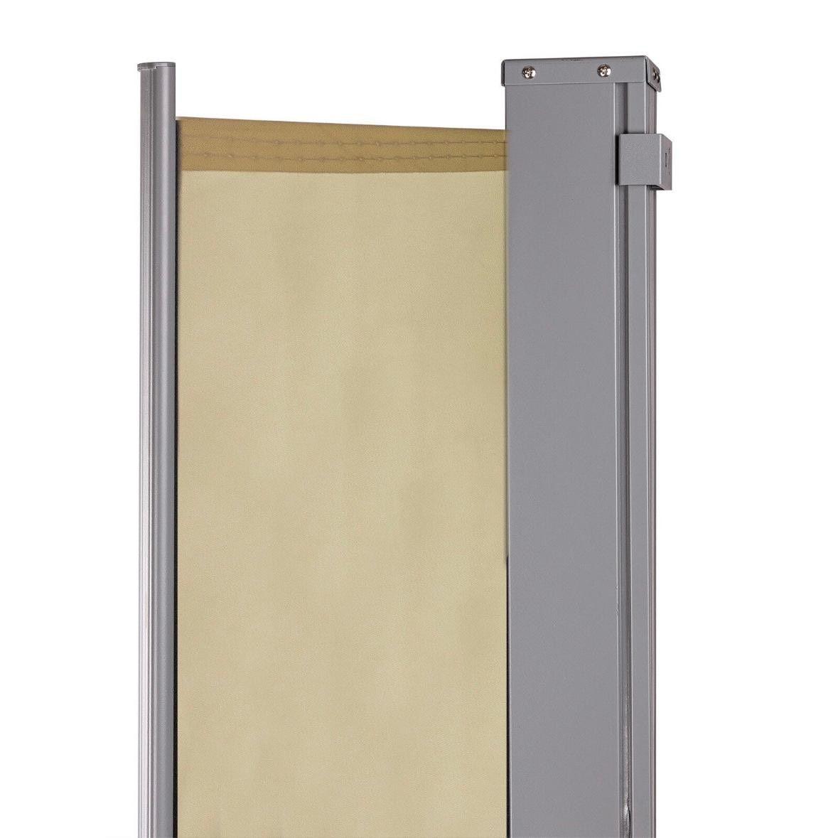 Seitenmarkise 3m Beige Sicht-, Wind- & Sonnenschutz mit Automatik