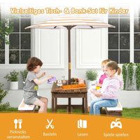 Kinder Picknicktisch Set aus Holz mit Sonnenschirm & Sitzkissen