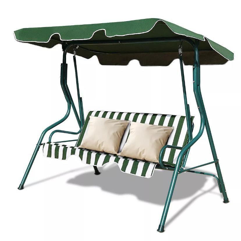Hollywoodschaukel 3 Sitzer Grün Garten Schaukel mit Dach