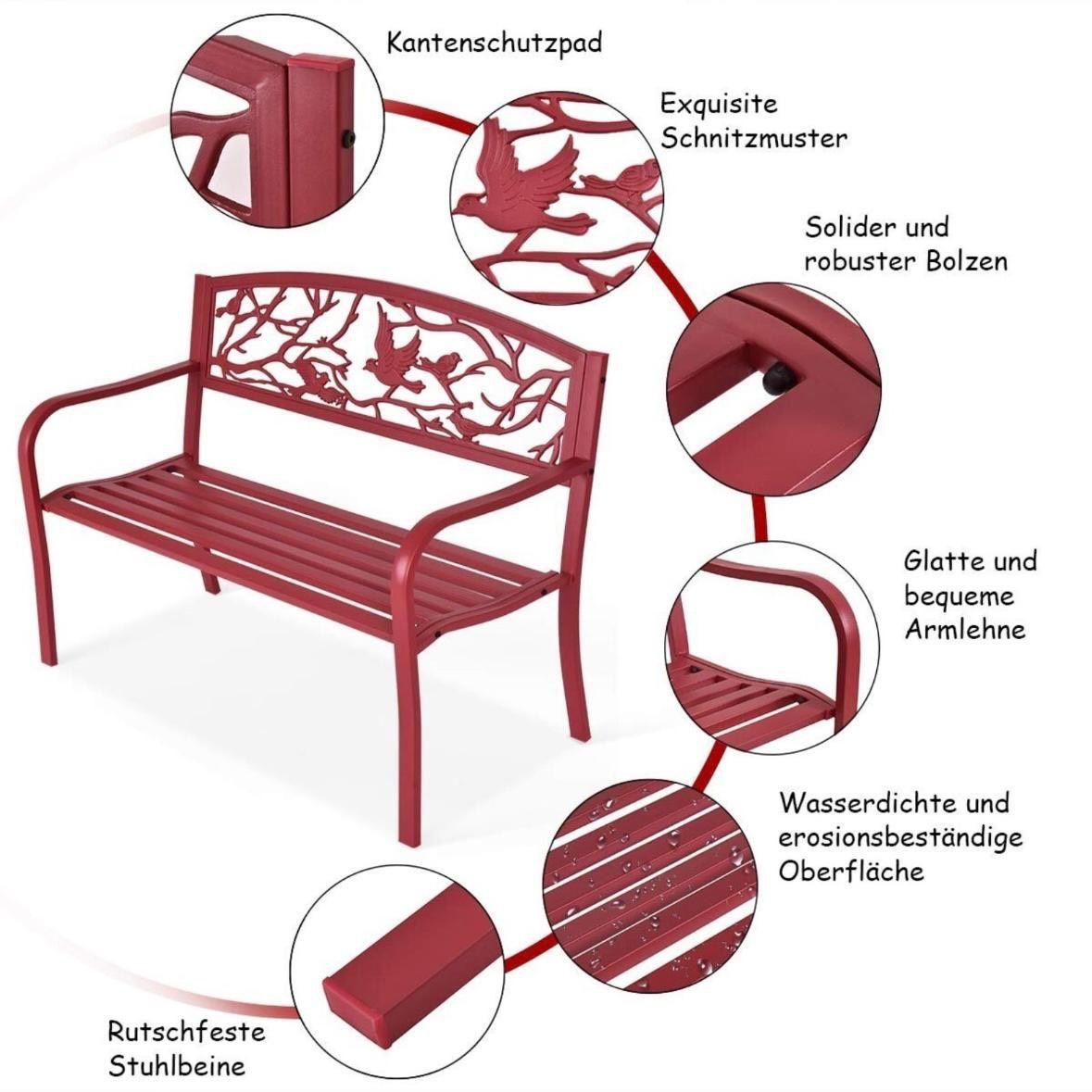 Gartenbank Metall Parkbank Rot Sitzbank Terrasse Balkon