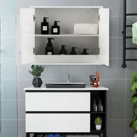 Spiegelschrank Weiß mit 2 Spiegeltüren Badezimmerschrank
