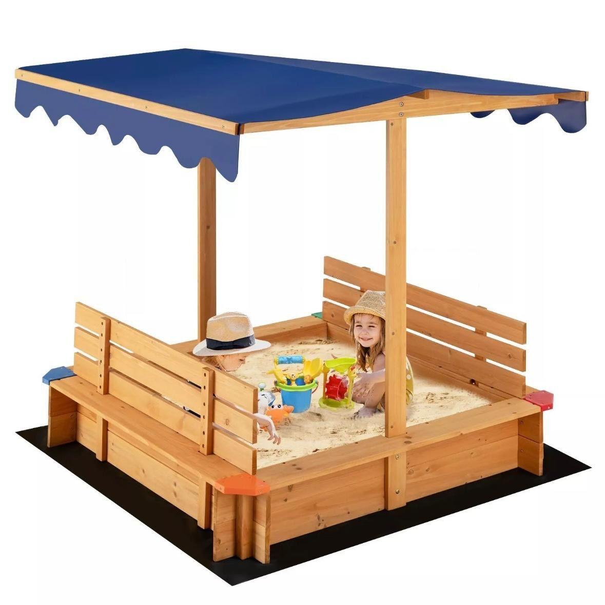 Sandkasten aus Zedernholz mit Dach & Sitzbänken