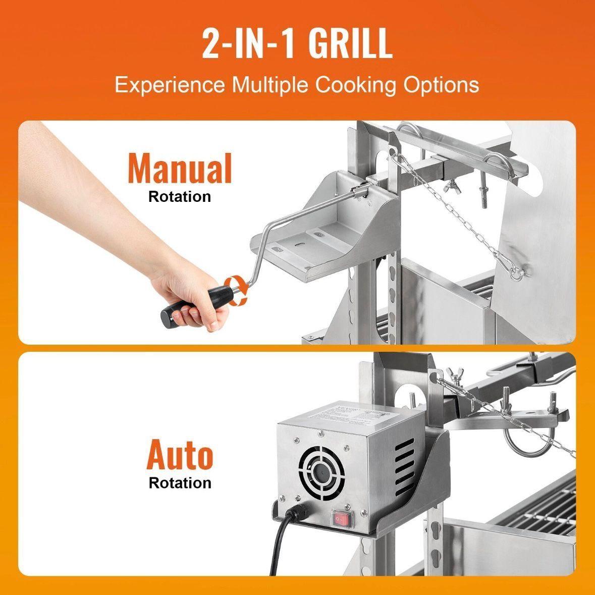 Elektrischer Spanferkelgrill aus Edelstahl mit 52W Motor