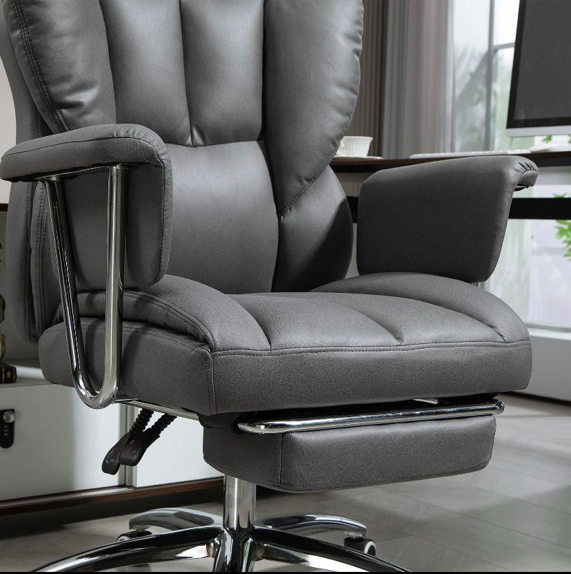 Ergonomischer Bürostuhl mit Liegefunktion Fußstütze & Mikrofaserbezug
