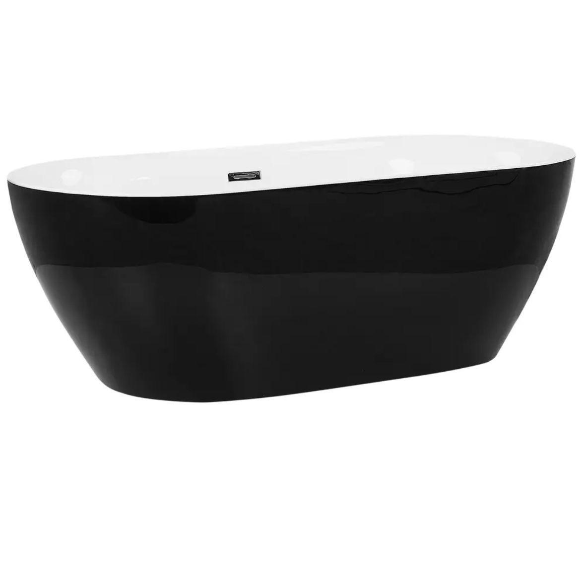 Freistehende Badewanne 160 cm Schwarz Oval