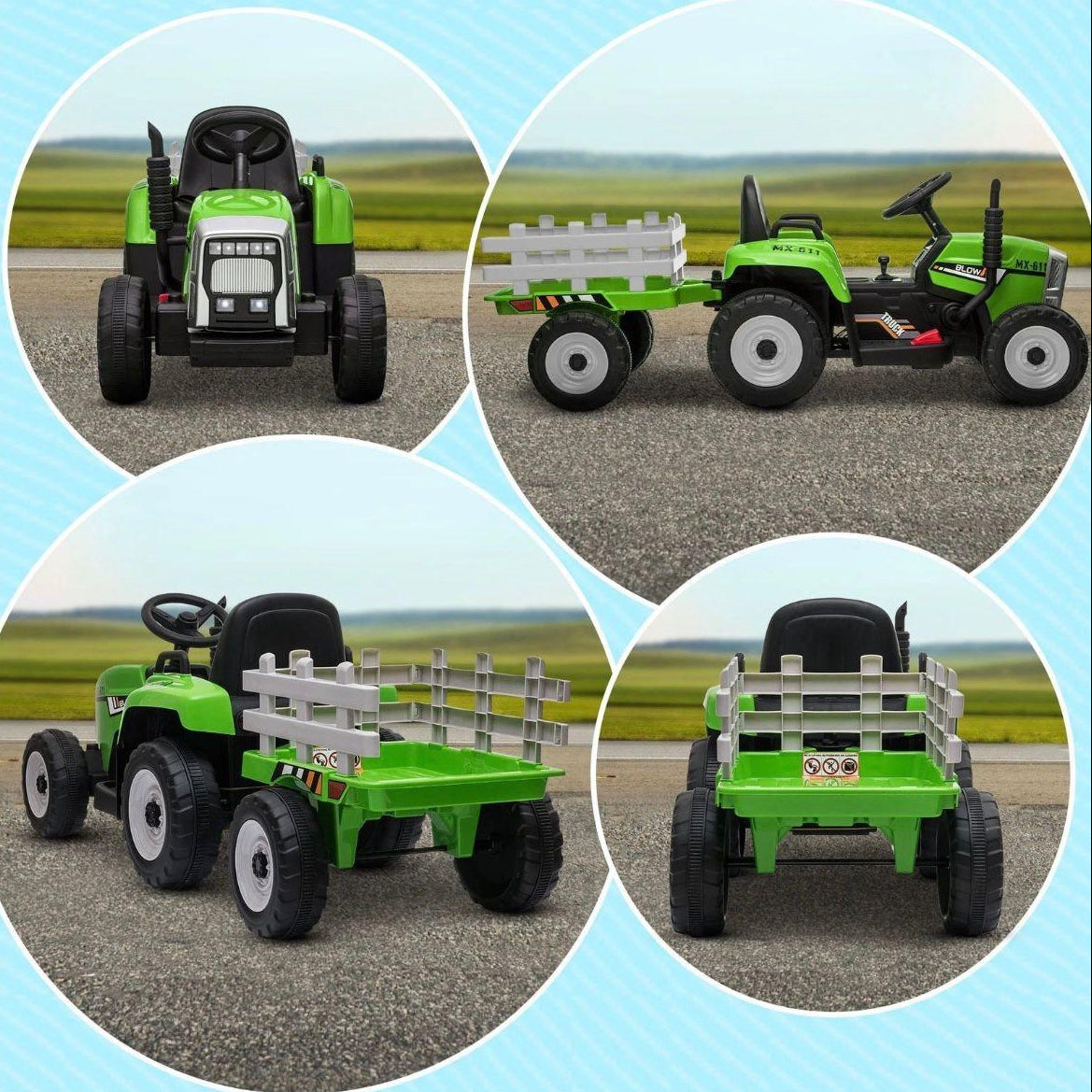 Kinder Elektro Traktor mit Anhänger 12V