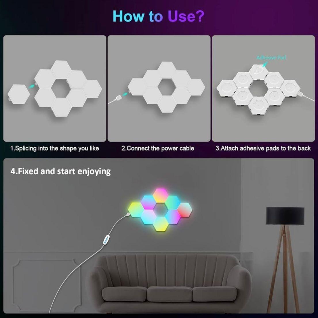 LED Hexagon Wandleuchte RGB