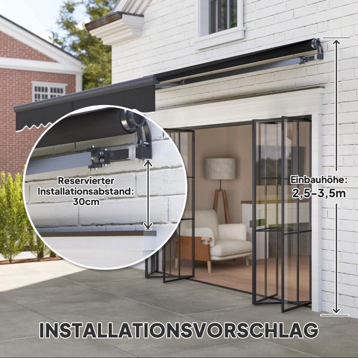 Elektrische Terrassenmarkise 296×250cm Klemmmarkise