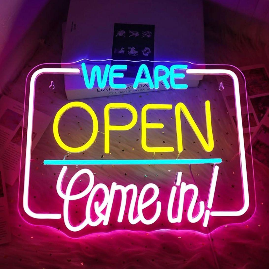 LED Neon Schild We Are Open - Come in!