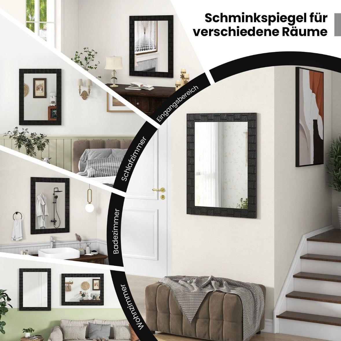 Wandspiegel Schwarz Holzrahmen Rechteck Spiegel 80x60 Modern