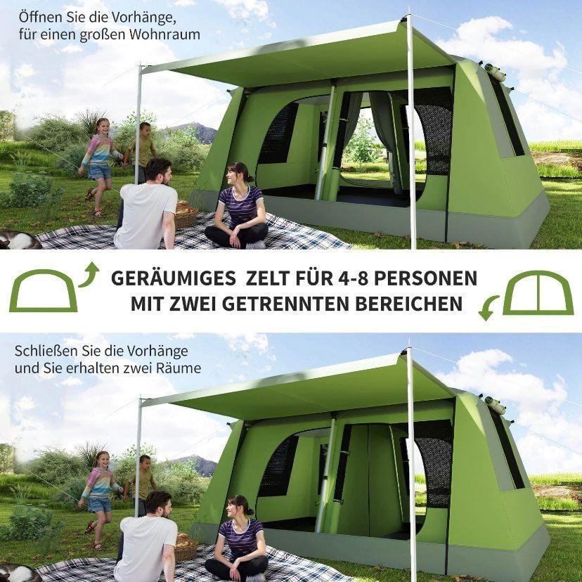 Familien-Campingzelt für 4–8 Personen mit 2 Kabinen & Wohnbereich